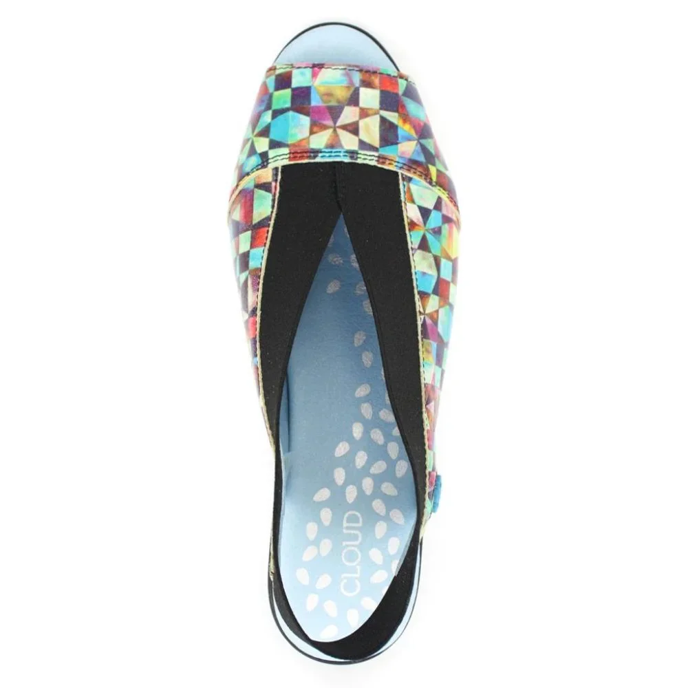 Sold!!!!!!!!!!NWOB CALIBER MYSTERE Cloud brand psychedelic print leather sandals - Picture 2 of 4